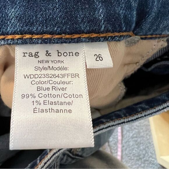 Rag & Bone Dre Low Rise Slim Boyfriend Jeans Distressed Blue River | Size 26 - Picture 8 of 10